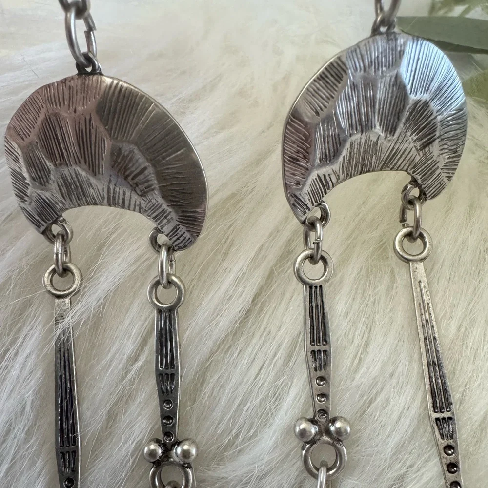Free People Back To Brooklyn Dangle Silver Tone Boho Earrings - Picture 8 of 12